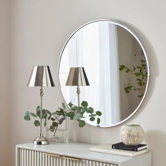 Round Wall Mirror Half Frame - Silver