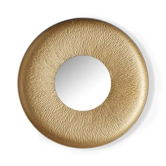 Round Wall Mirror Hammered Design - Gold, Metal