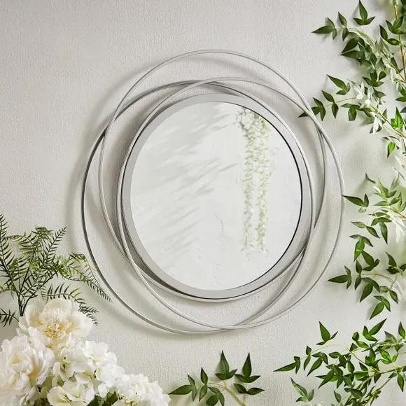 Round Wall Mirror Indoor Outdoor - Silver image