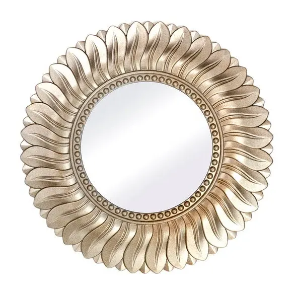 Round Wall Mirror Leaf Design - Champagne