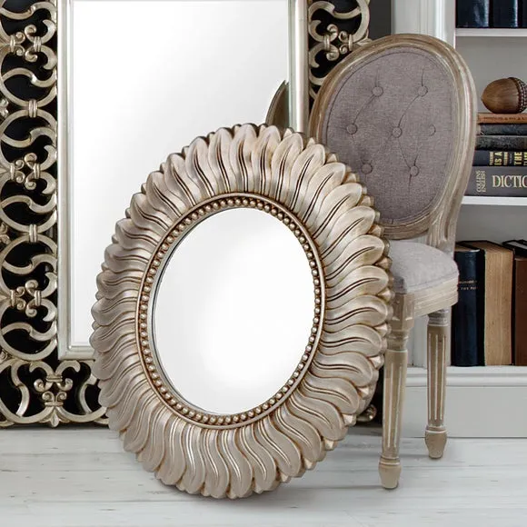 Round Wall Mirror Leaf Design - Champagne image