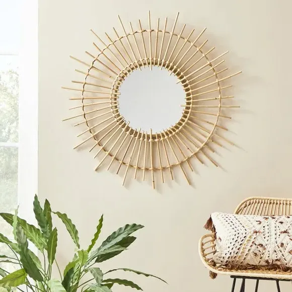 Round Wall Mirror - Natural, Bamboo image