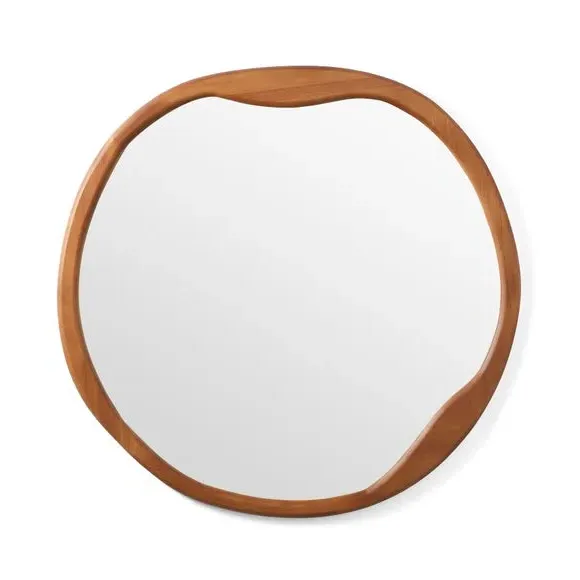 Round Wall Mirror - Natural, Wood
