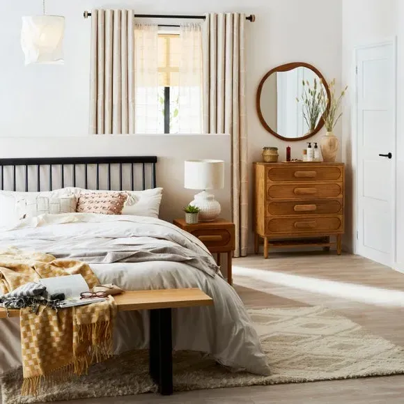 Round Wall Mirror - Natural, Wood