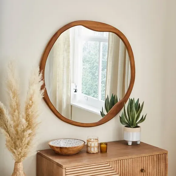 Round Wall Mirror - Natural, Wood image