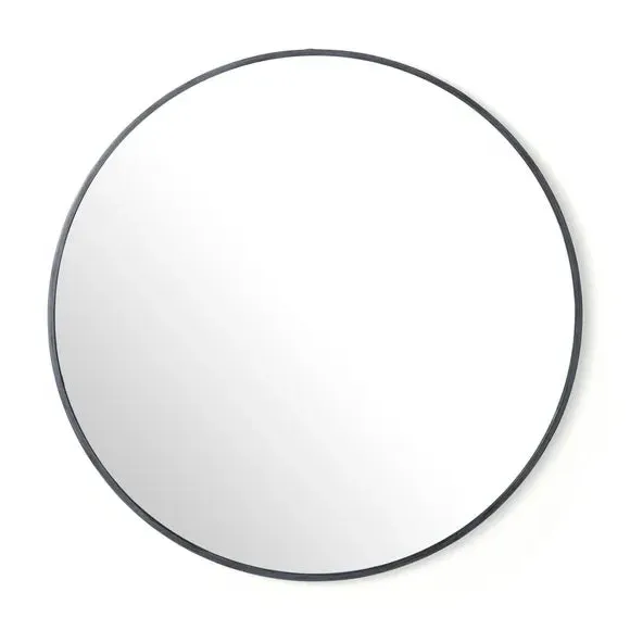 Round Wall Mirror - Pewter Grey, Metal Effect