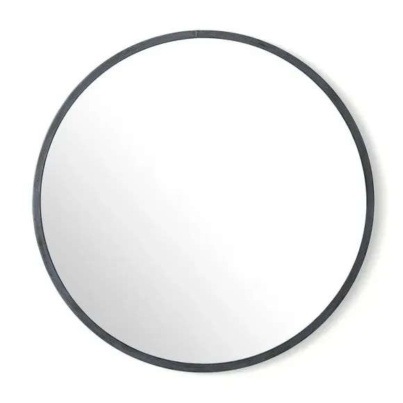 Round Wall Mirror - Pewter Grey, Metal Effect