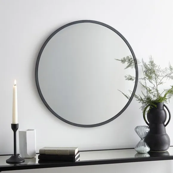 Round Wall Mirror - Pewter Grey, Metal Effect image