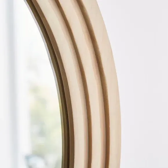 Round Wall Mirror Stepped Frame - Cream