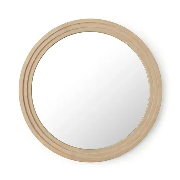 Round Wall Mirror Stepped Frame - Cream