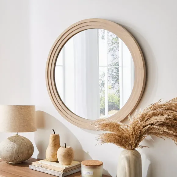 Round Wall Mirror Stepped Frame - Cream image