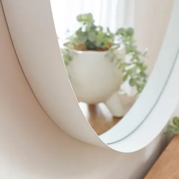 Round Wall Mirror - White, Metal