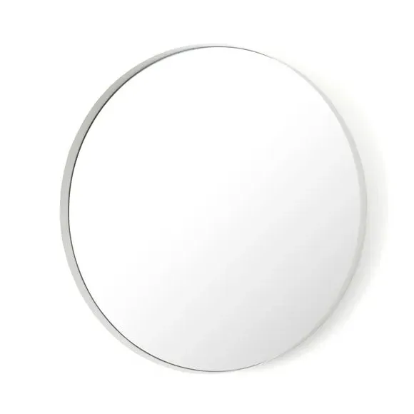 Round Wall Mirror - White, Metal