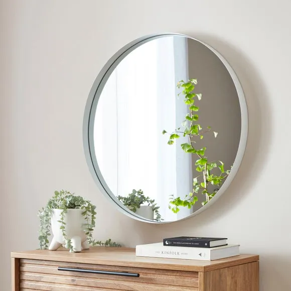 Round Wall Mirror - White, Metal