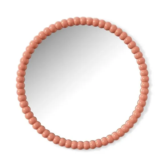 Round Wall Mirror with Bobbin Design - Apricot
