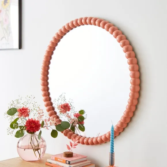 Round Wall Mirror with Bobbin Design - Apricot image