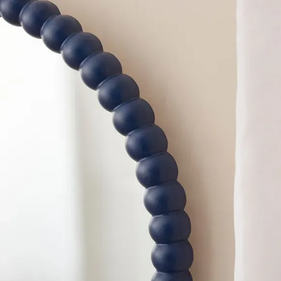 Round Wall Mirror with Bobbin Design - Navy