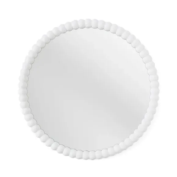 Round Wall Mirror with Bobbin Design - White