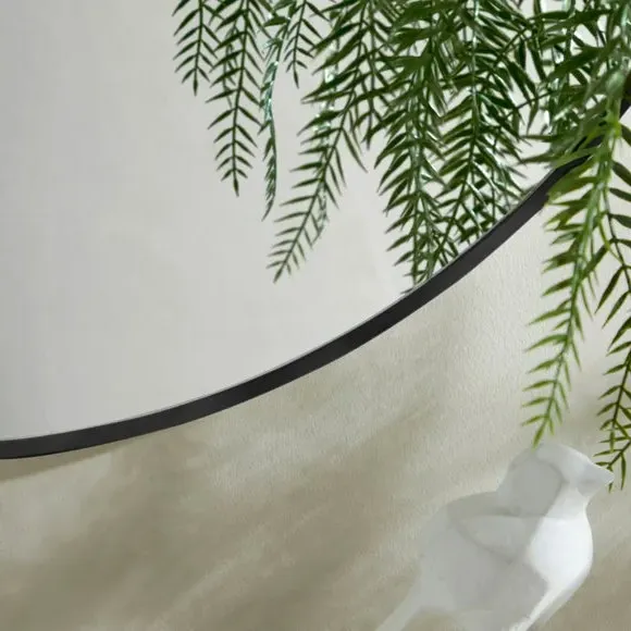 Round Wall Mirror with D-Ring Hook - Black