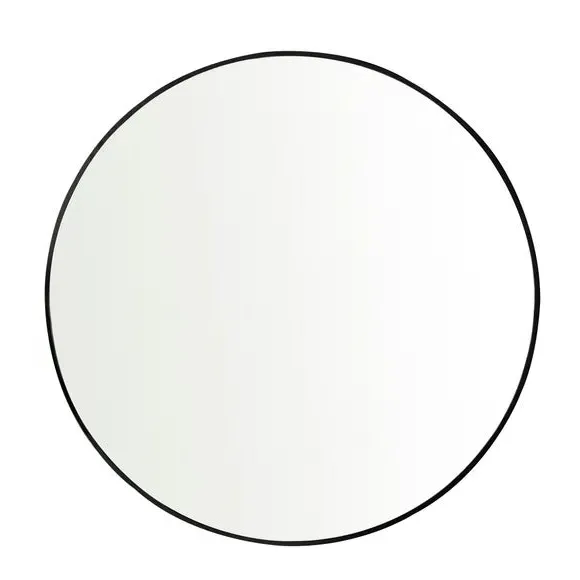 Round Wall Mirror with D-Ring Hook - Black