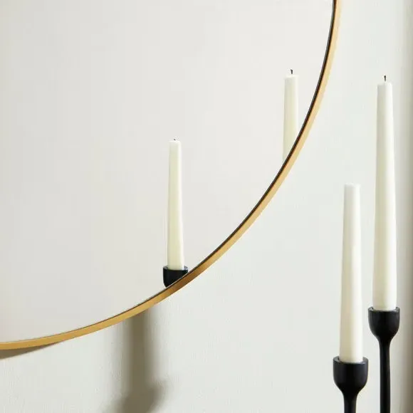 Round Wall Mirror with D-Ring Hook - Gold