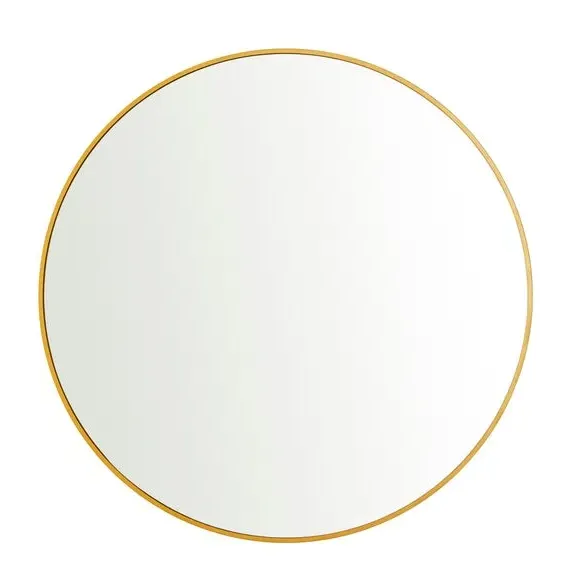 Round Wall Mirror with D-Ring Hook - Gold