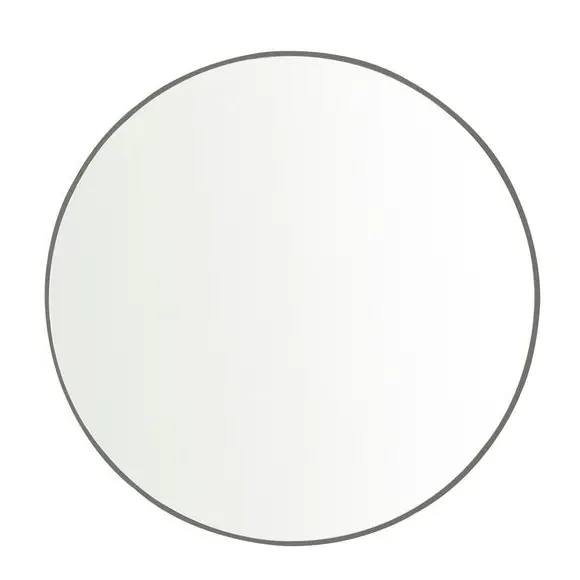 Round Wall Mirror with D-Ring Hook - Grey