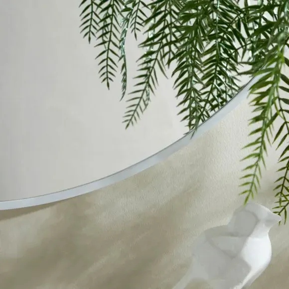 Round Wall Mirror with D-Ring Hook - White