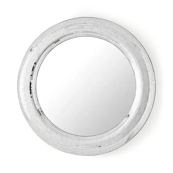 Round Wall Mirror with Domed Frame - Silver