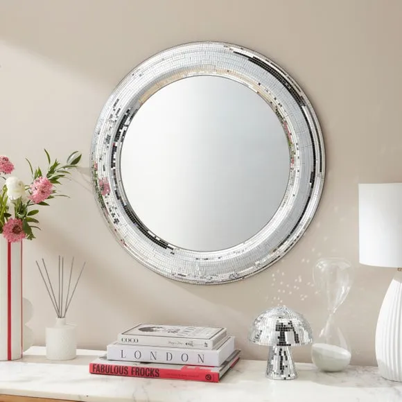 Round Wall Mirror with Domed Frame - Silver image