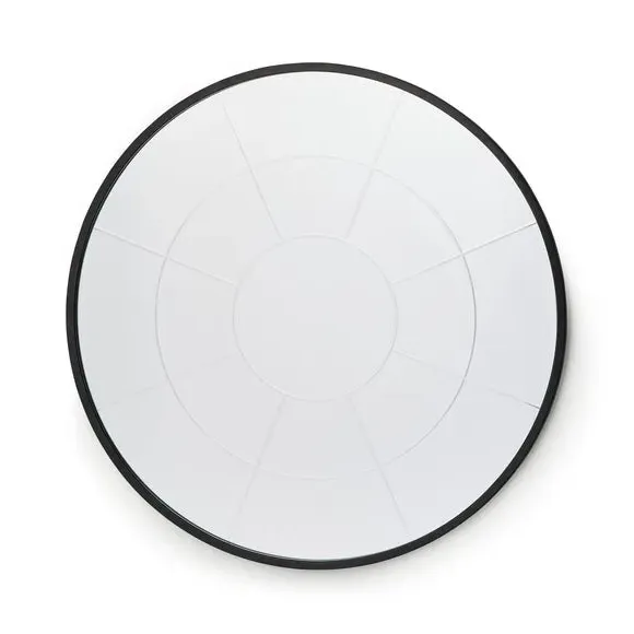 Round Wall Mirror with Etched Design - Black, Metal