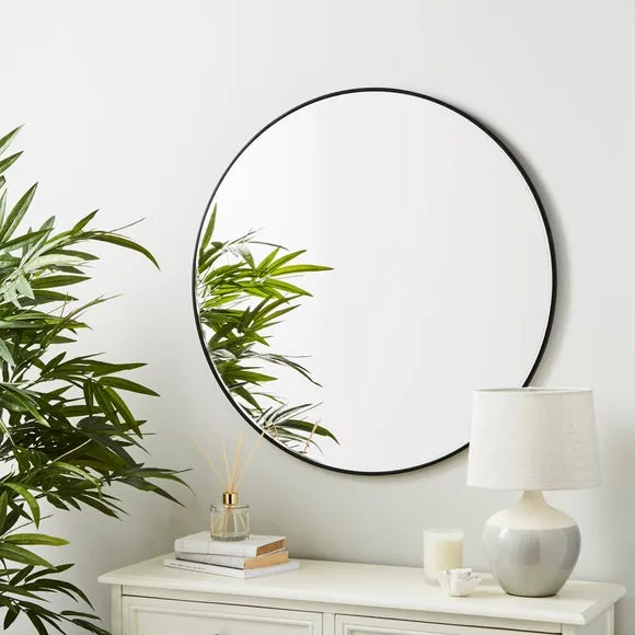 Round Wall Mirror with Frame - Black image