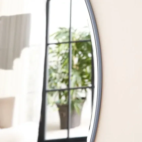 Round Wall Mirror with Frame - Grey