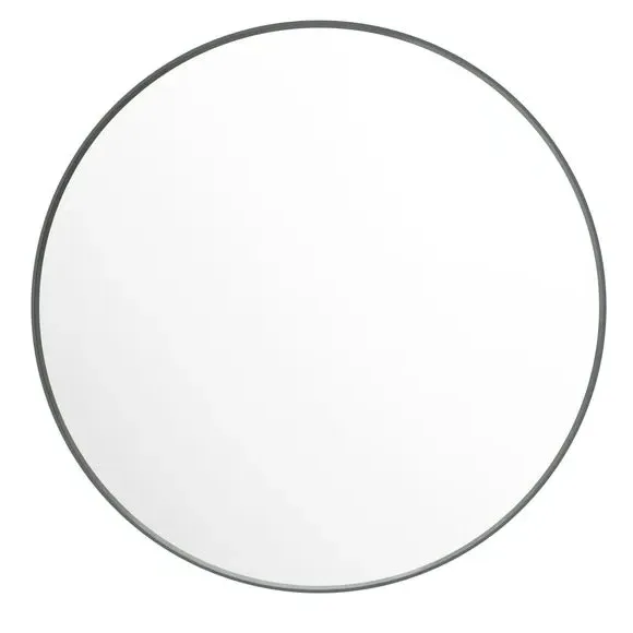 Round Wall Mirror with Frame - Grey