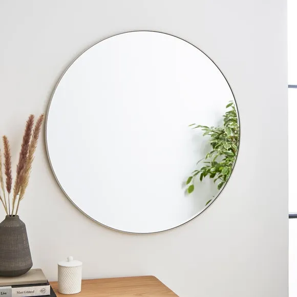 Round Wall Mirror with Frame - Sandstone