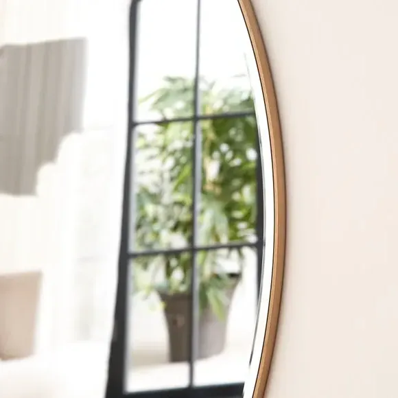 Round Wall Mirror with Frame - Wood