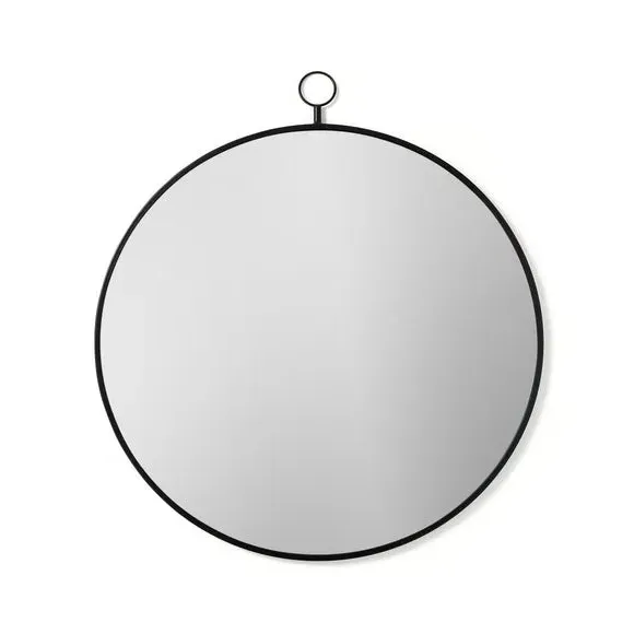 Round Wall Mirror with Loop Detail - Black
