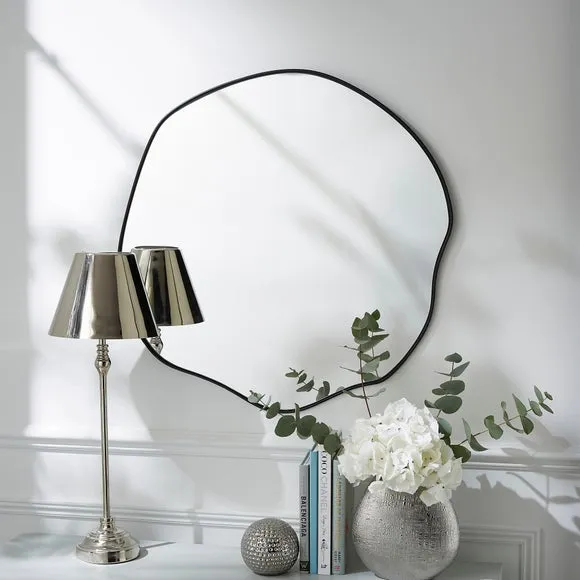 Round Wall Mirror with Polished Frame - Black image