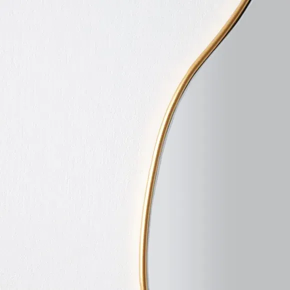 Round Wall Mirror with Polished Frame - Gold