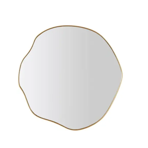 Round Wall Mirror with Polished Frame - Gold
