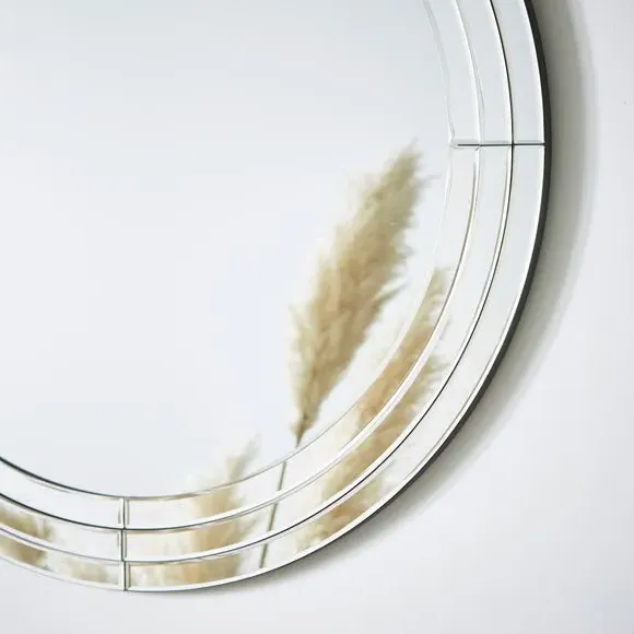 Round Wall Mirror with Triple Edge - Silver