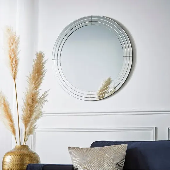Round Wall Mirror with Triple Edge - Silver image