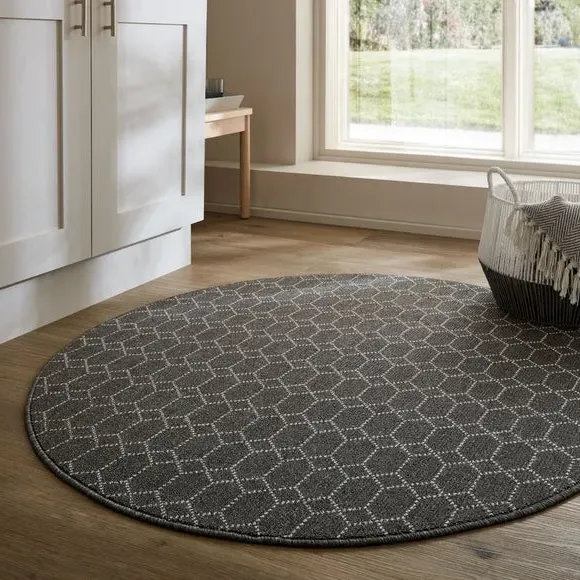 Round Washable Rug - Charcoal, Polypropylene image