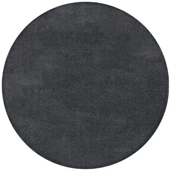 Round Washable Rug with Anti-Slip - Grey
