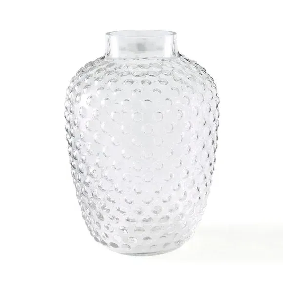 Rounded Vase with Bubble Effect - Clear, Glass