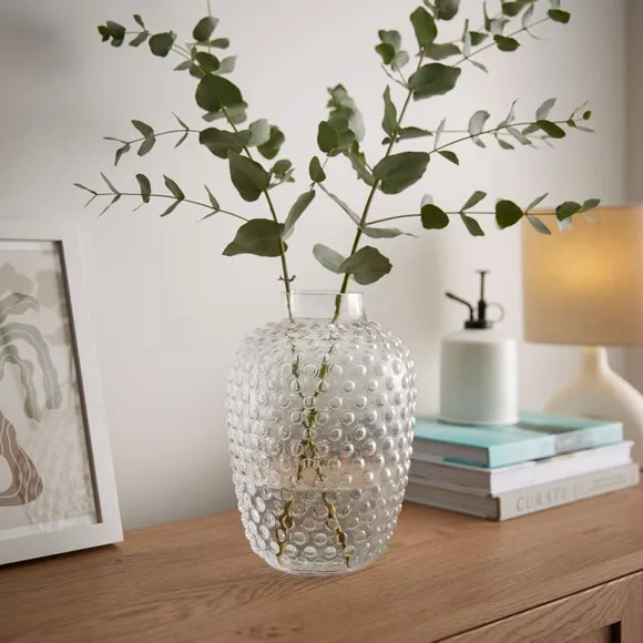 Rounded Vase with Bubble Effect - Clear, Glass image