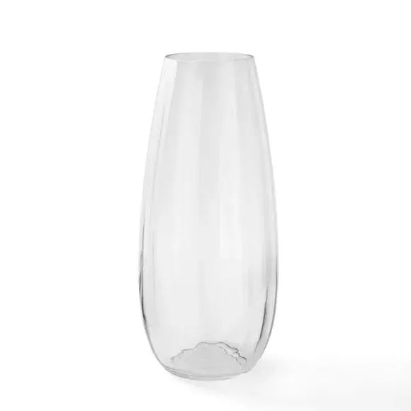 Rounded Vase with Ribbed Design - Clear Glass