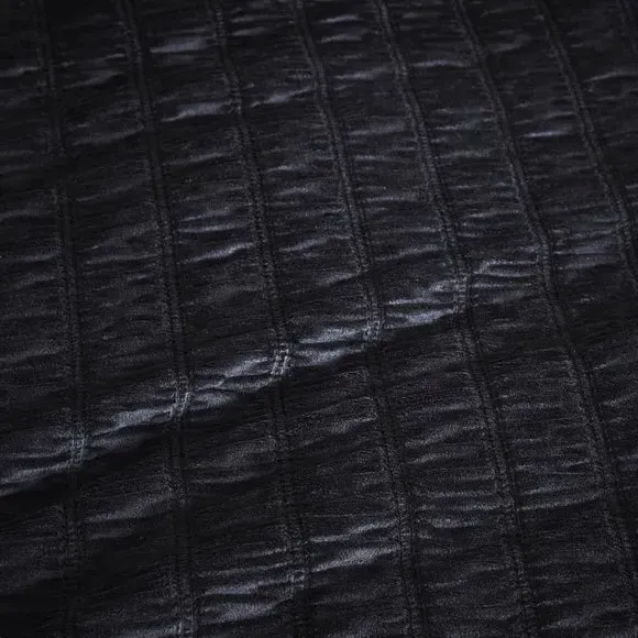 Ruched Duvet Cover Set - Black, Polyester