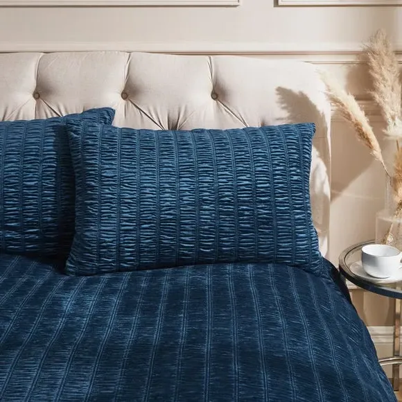 Ruched Duvet Cover Set - Teal, Polyester