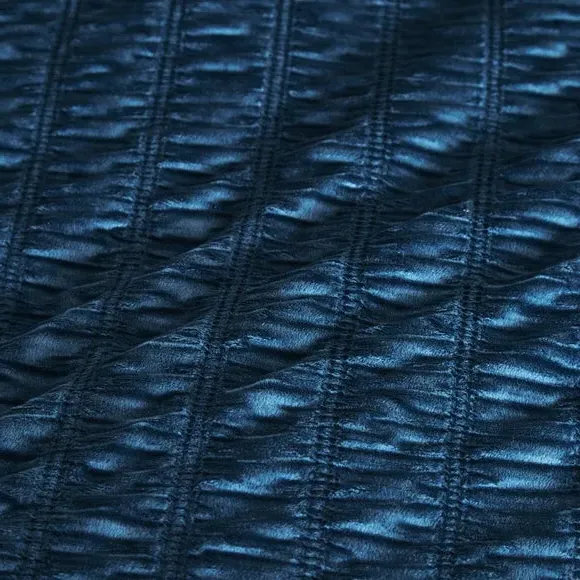 Ruched Duvet Cover Set - Teal, Polyester